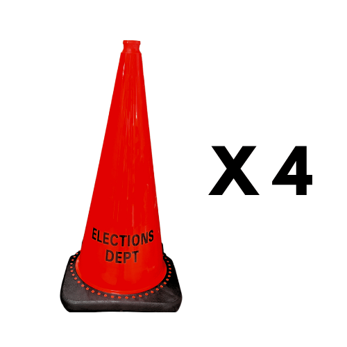 18" Elections Dept. Traffic Cone 4 PACK (CC-101-4)