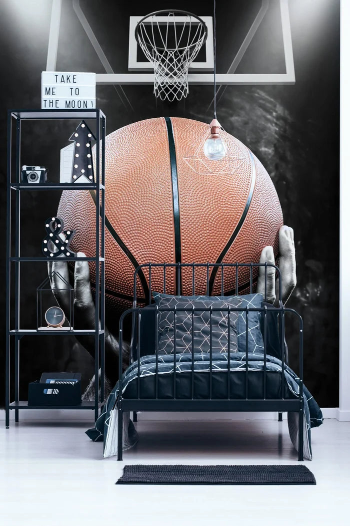 3D Basketball Wall Mural: Teen Room Decor, Self-Adhesive Wallpaper