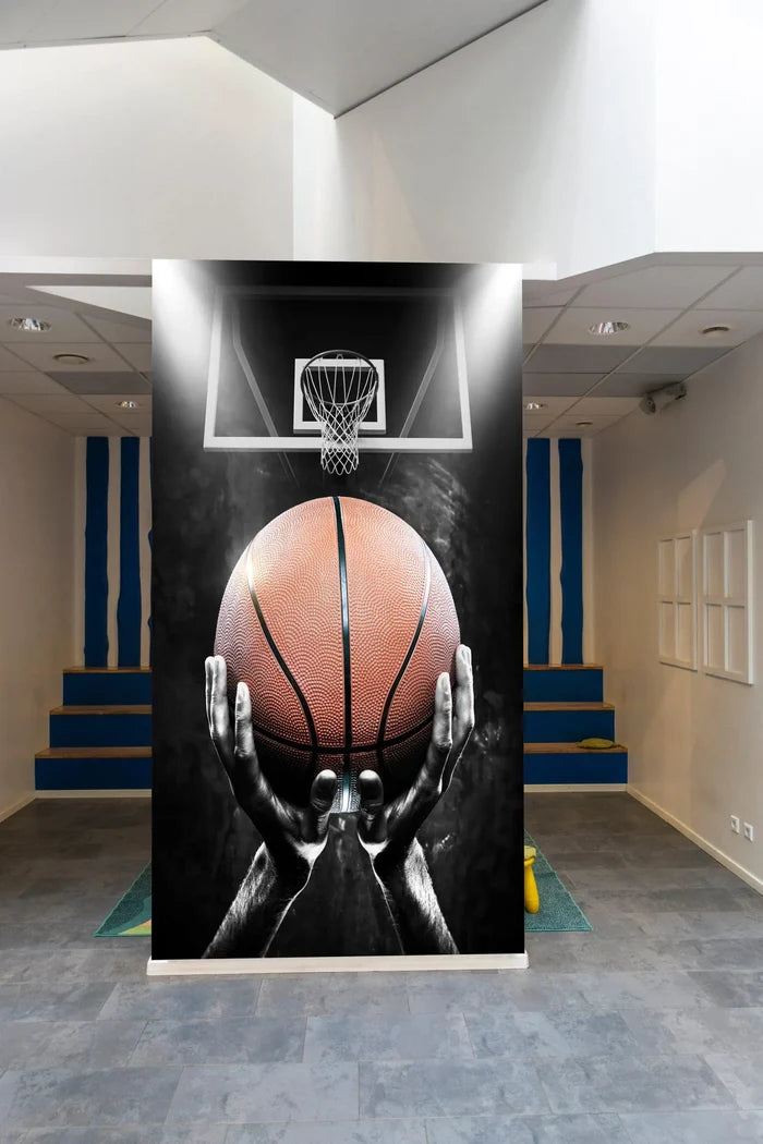 3D Basketball Wall Mural: Teen Room Decor, Self-Adhesive Wallpaper