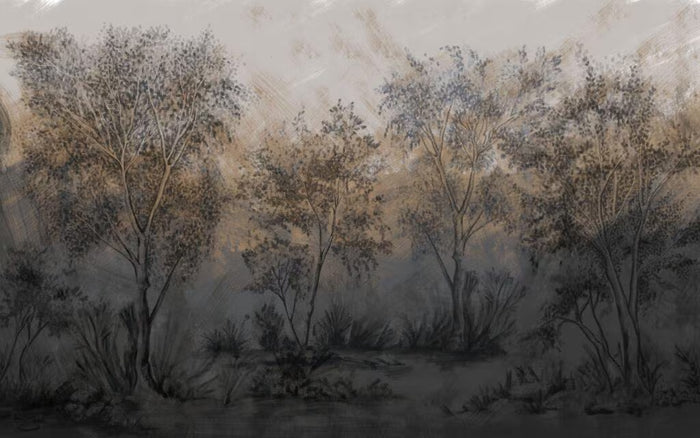 3D Forest Wallpaper Mural: Tree Pattern Peel and Stick Removable