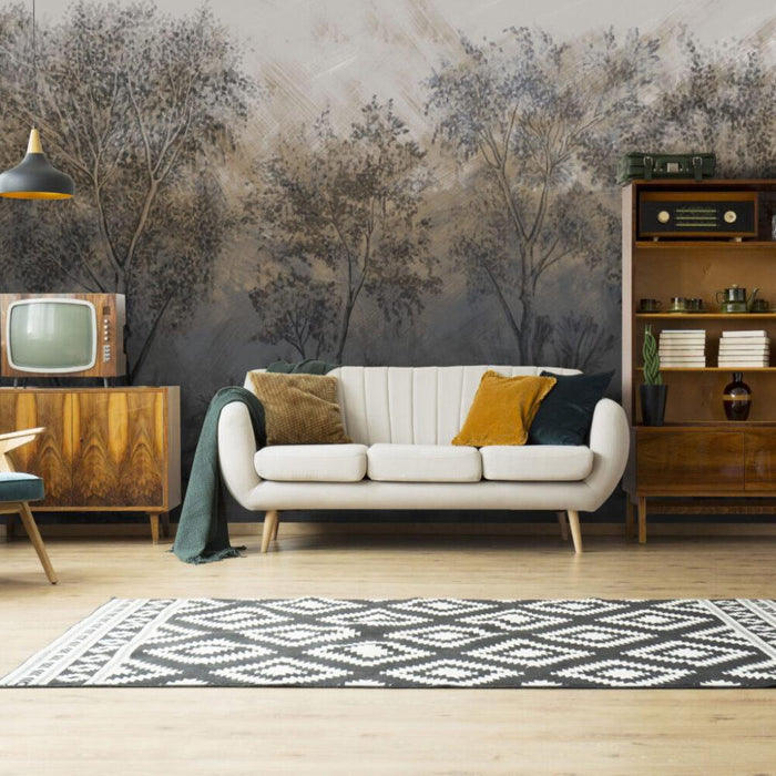 3D Forest Wallpaper Mural: Tree Pattern Peel and Stick Removable