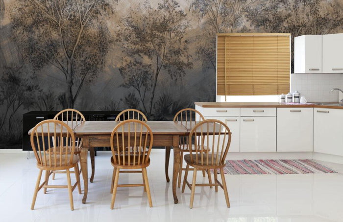 3D Forest Wallpaper Mural: Tree Pattern Peel and Stick Removable