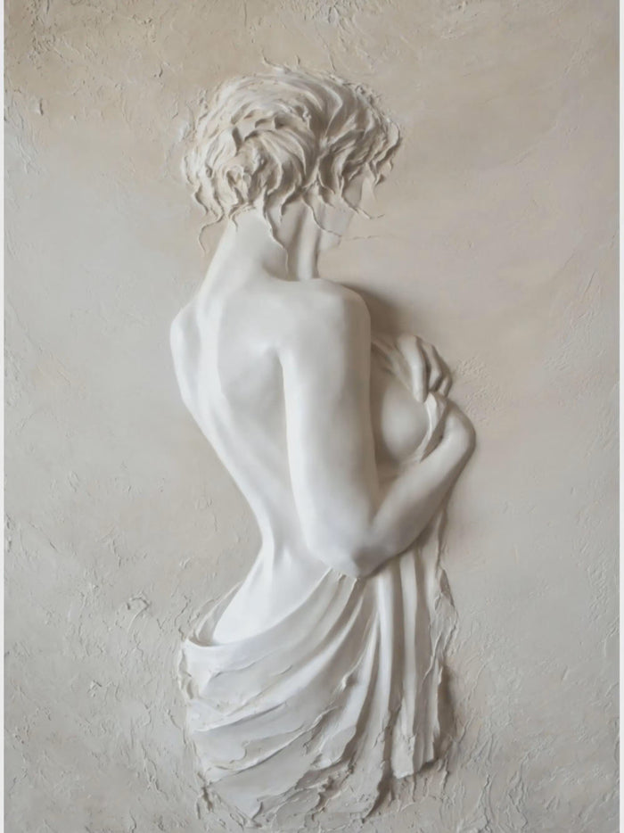 3D Illusion Woman Wallpaper: Clay Statue Art Wall Mural