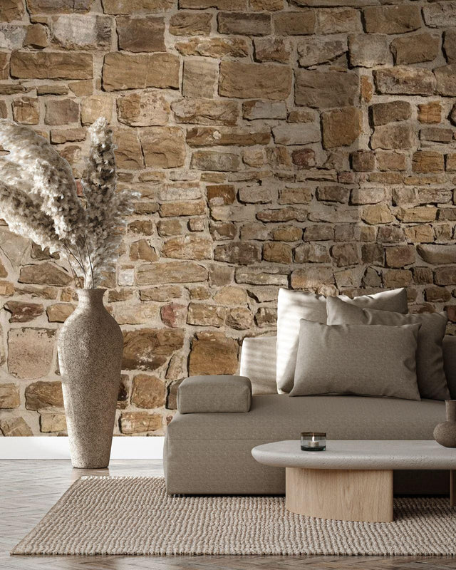 3D Stone Wall Wallpaper: Restaurant Cafe Decor, Removable Self-Adhesive
