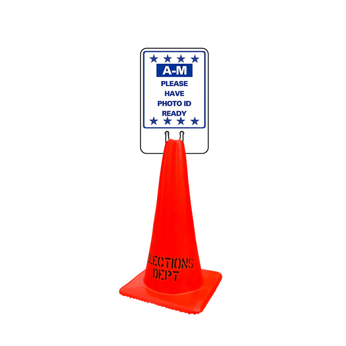 A-M PLEASE HAVE PHOTO ID READY DOUBLE-SIDED Cone Topper Sign (SG-316I2)
