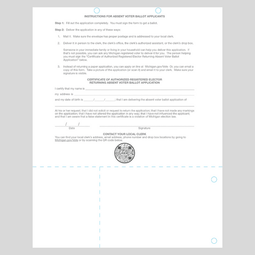 Absent Voter Applications Blank Stock (FM-132Blank)