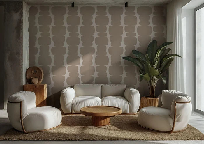 Abstract Brown & Beige Peel and Stick Wallpaper: Retro Wall Decal