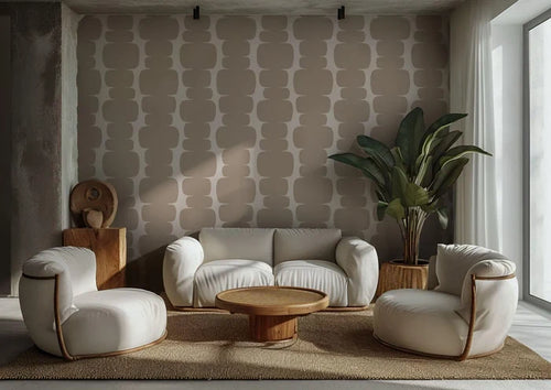 Abstract Brown & Beige Peel and Stick Wallpaper: Retro Wall Decal