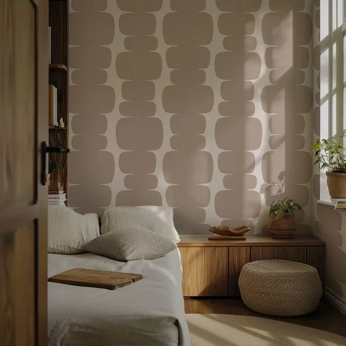 Abstract Brown & Beige Peel and Stick Wallpaper: Retro Wall Decal
