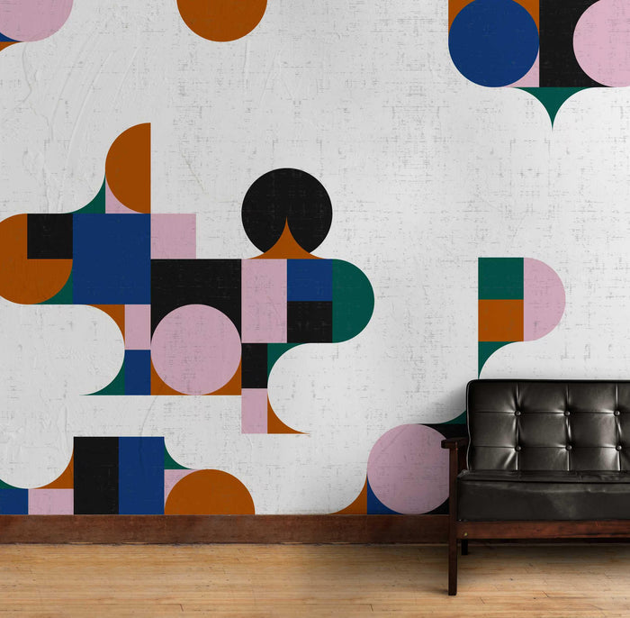 Abstract Geometric Removable Wallpaper: Colorful Triangle Mural