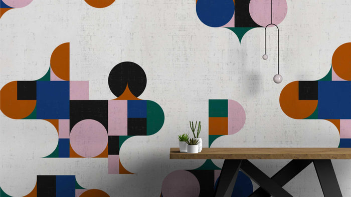 Abstract Geometric Removable Wallpaper: Colorful Triangle Mural