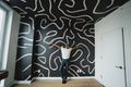 Abstract Lines Wallpaper | Beige & Black Wall Decal | 2WayWallpaper