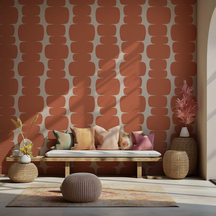 Abstract Orange & Beige Peel and Stick Wallpaper: Retro Wall Decal