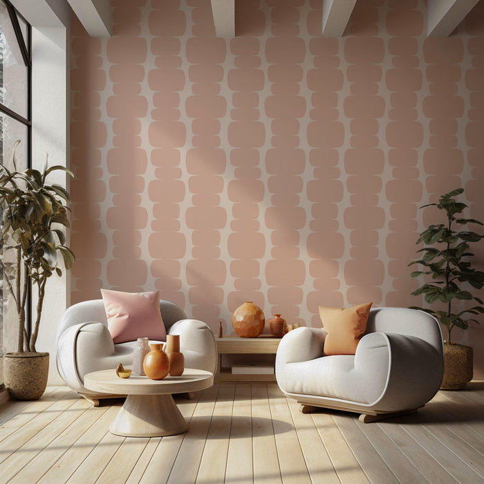Abstract Pink & Beige Peel and Stick Wallpaper: Retro Wall Decal