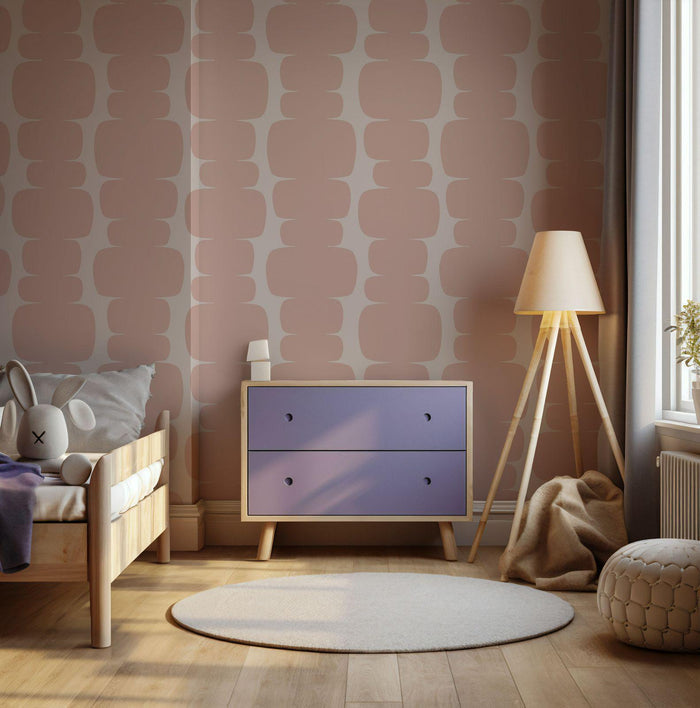 Abstract Pink & Beige Peel and Stick Wallpaper: Retro Wall Decal