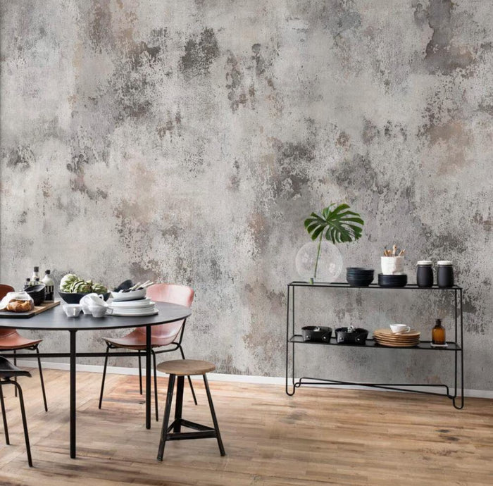 Aged Gray Concrete Texture Wallpaper: Peel and Stick Wall Mural
