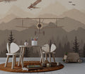 Airplane Nursery Wallpaper: Forest Mountain Mural, Peel and Stick