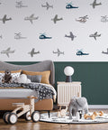 Airplane Wallpaper: Children's Room Lath Pattern