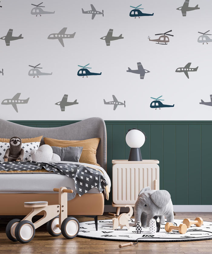 Airplane Wallpaper: Children's Room Lath Pattern