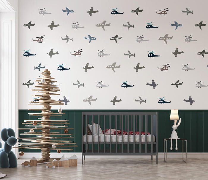Airplane Wallpaper: Children's Room Lath Pattern