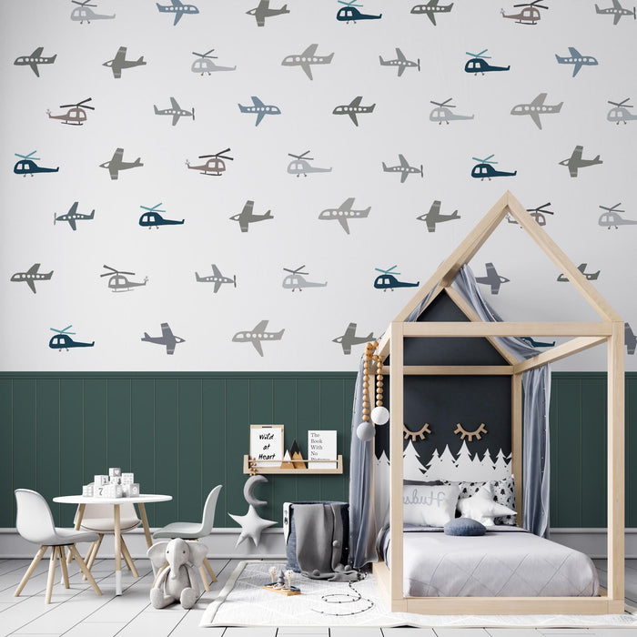Airplane Wallpaper: Children's Room Lath Pattern