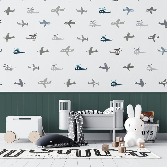 Airplane Wallpaper: Children's Room Lath Pattern