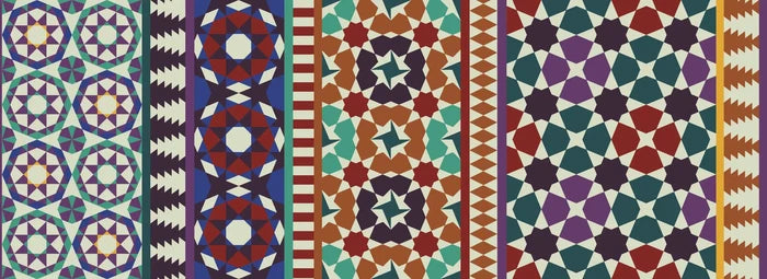 Alhambra Mosaic Wallpaper: Red & Purple Geometric Mural, Peel and Stick