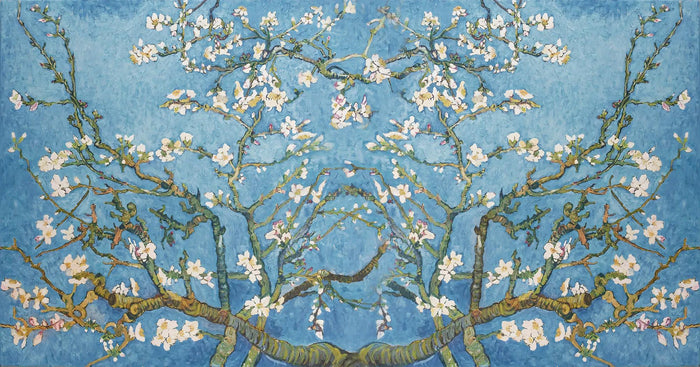 Almond Tree Wallpaper: Spring Flowers, Blue Floral Wall Decor