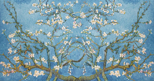 Almond Tree Wallpaper: Spring Flowers, Blue Floral Wall Decor