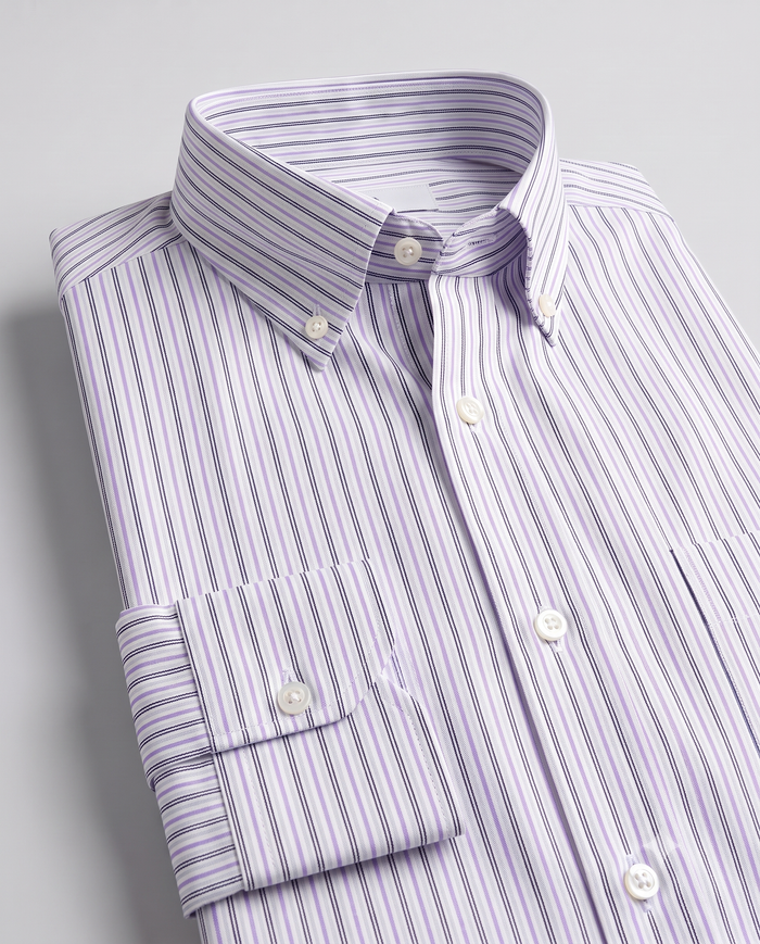 Alumo Light Grey And Purple Thin Navy Stripes