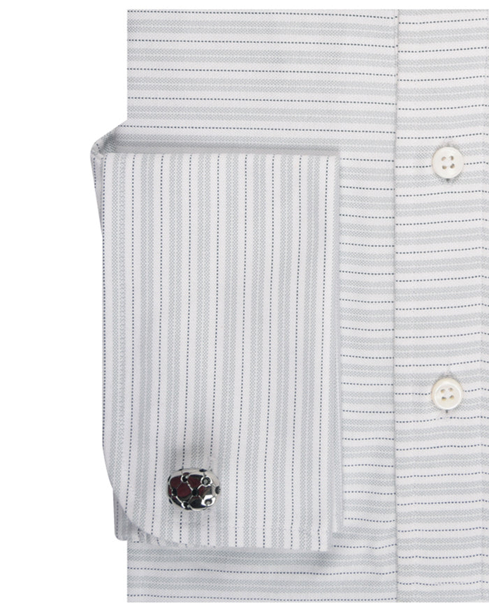 Alumo Oxford Stone Grey and Navy Alternate Stripes