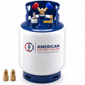 AMC refrigerant recovery tank with brass Y-valve for liquid and vapor recovery.