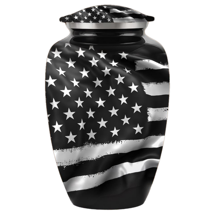 American Flag Black & White Designer Urn — ISU-RJ-0105