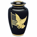 American Pride Eagle Black & Gold Brass Urn — ISU-RJ-0058