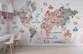 Animal World Map Wallpaper: Nursery Wall Decor