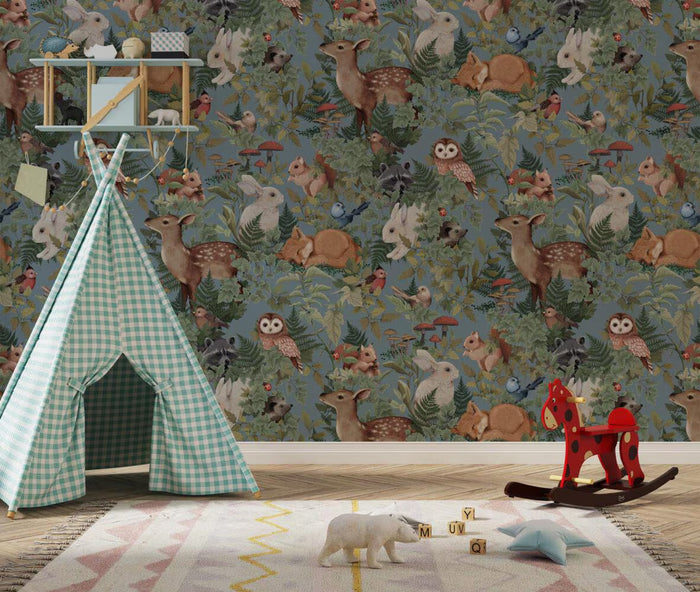 Animals Wallpaper: Light Colors, Children's Room Wallpaper
