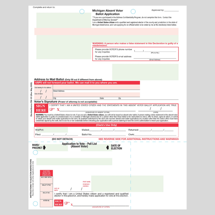 Application To Vote QVF - Single (FM-121)