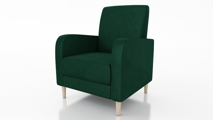 ARMCHAIR CARLO 74x90cm KRONOS 19ARMCHAIR CARLO is a beautiful free-standing chair made from strong, durable materials like pine wood, chipboard, fibreboard, and beech legs. The seat is carefully crafted with a corrugated spring and high-quality foam for a