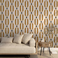 Art Deco Cream Background Wallpaper: Modern Cream & Brown Retro Wall Decal