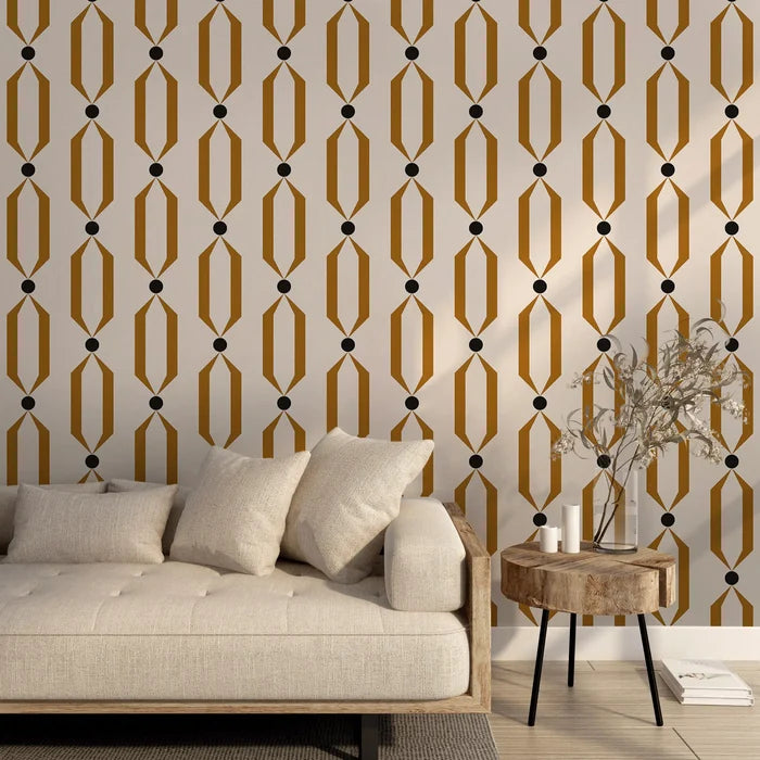Art Deco Cream Background Wallpaper: Modern Cream & Brown Retro Wall Decal