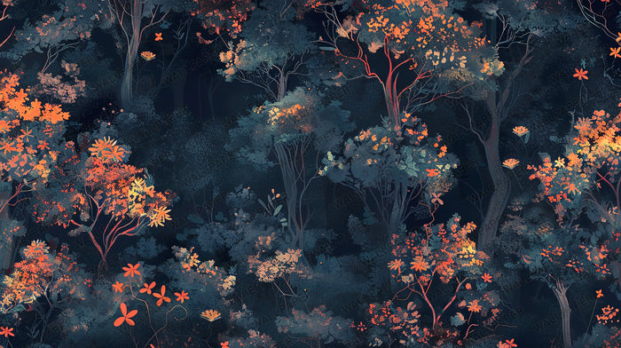 Artistic Wallpaper with a Night Forest Theme; Peel-and-Stick, Deluxe Textured Wallpaper