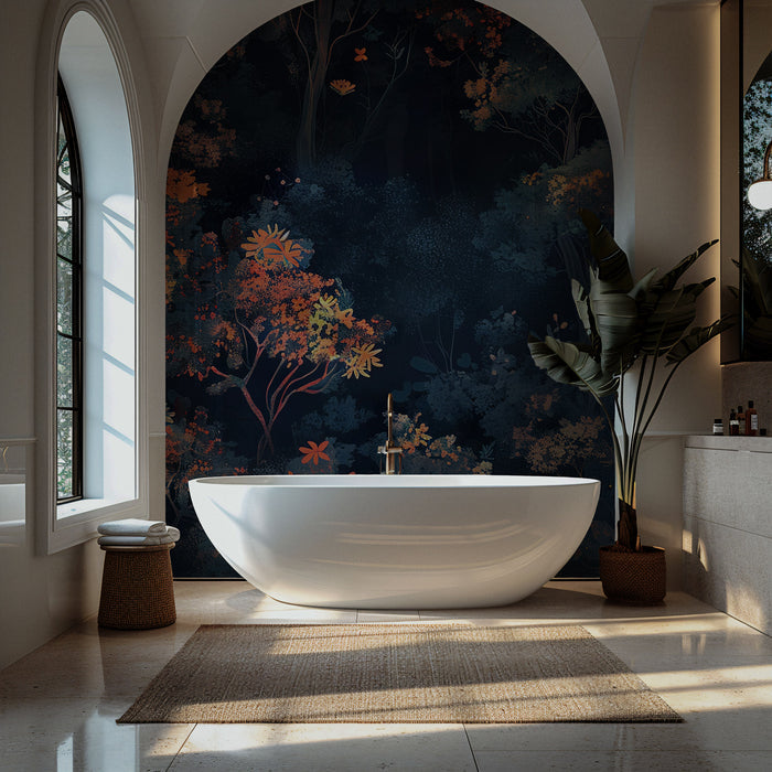 Artistic Wallpaper with a Night Forest Theme; Peel-and-Stick, Deluxe Textured Wallpaper