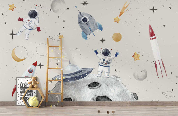 Astronaut & Planets Wallpaper: Space Mural
