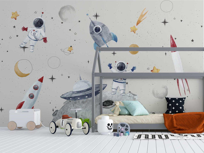 Astronaut & Planets Wallpaper: Space Mural