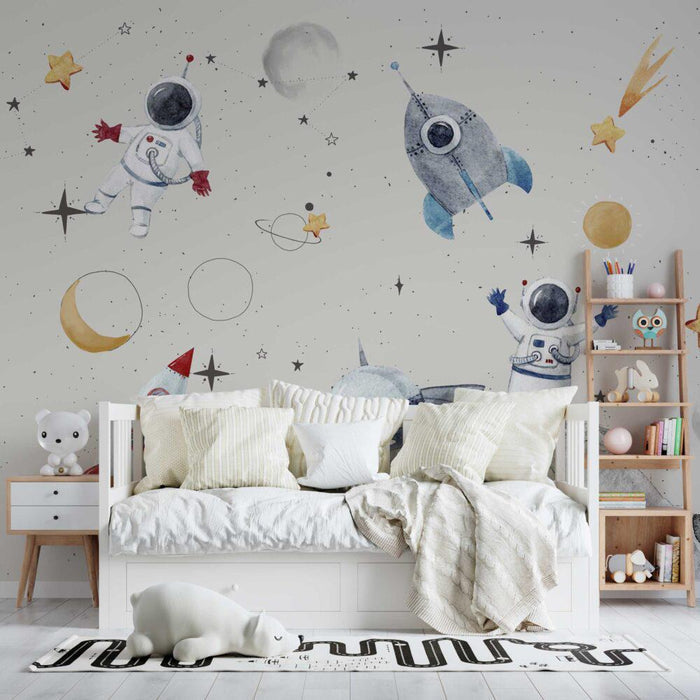 Astronaut & Planets Wallpaper: Space Mural