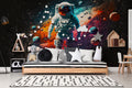 Astronaut Space Wallpaper: Colorful Planets Peel and Stick Wallpaper