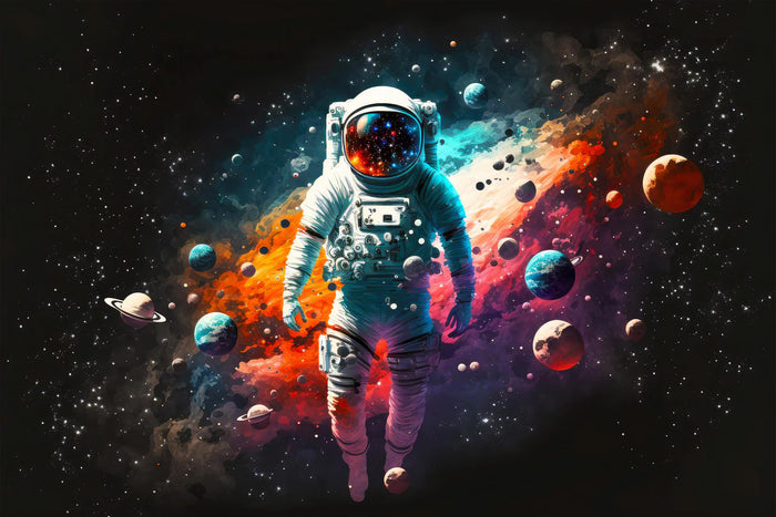 Astronaut Space Wallpaper: Colorful Planets Peel and Stick Wallpaper