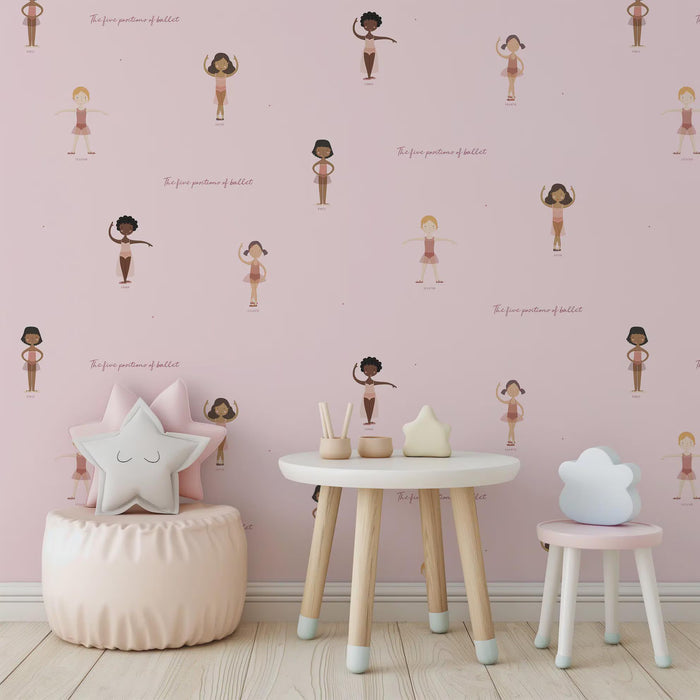 Ballet Pink Wallpaper: Girls' Nursery, Removable Wallpaper