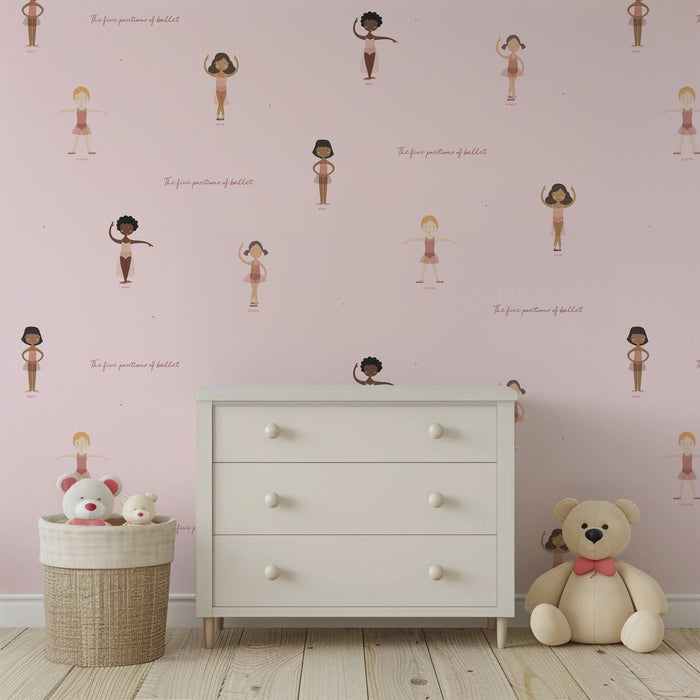 Ballet Pink Wallpaper: Girls' Nursery, Removable Wallpaper