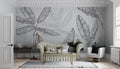 Banana Leaf Wallpaper Mural: Black & White Tropical Peel and Stick